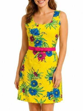 1990s Vintage Lilly Pulitzer Waffle Cotton Dress White Label Size 8